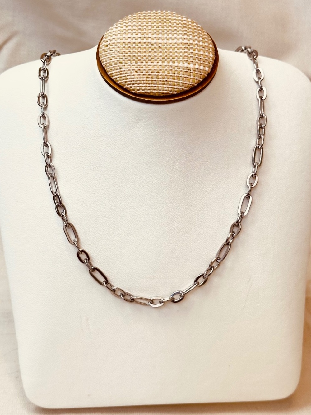 Handmade Stainless Steel Paperclip Chain Necklace Minimalist 18.5” Layered Gift
